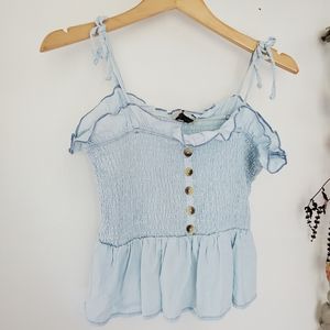 Blue smocked top